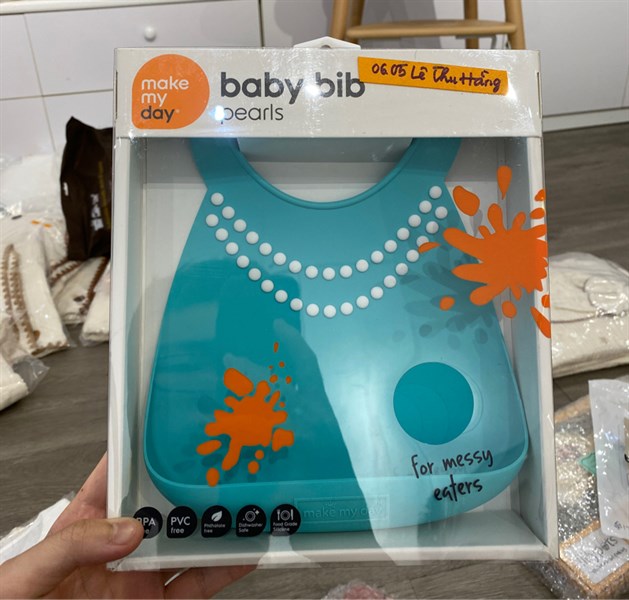 Makemyday Yếm silicone Chuỗi xanh mint