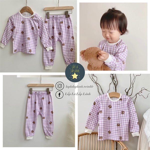 Cocohani Đồ bộ sọc Tím gấu size 100