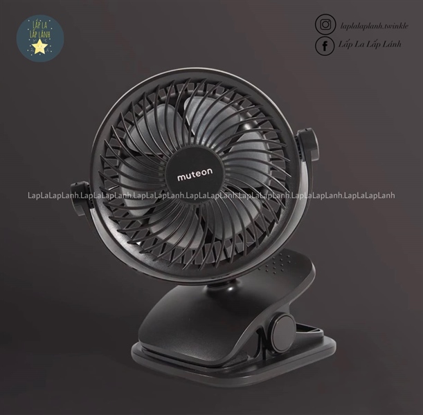 Donodono Muteon Quạt kẹp xe đẩy màu Đen