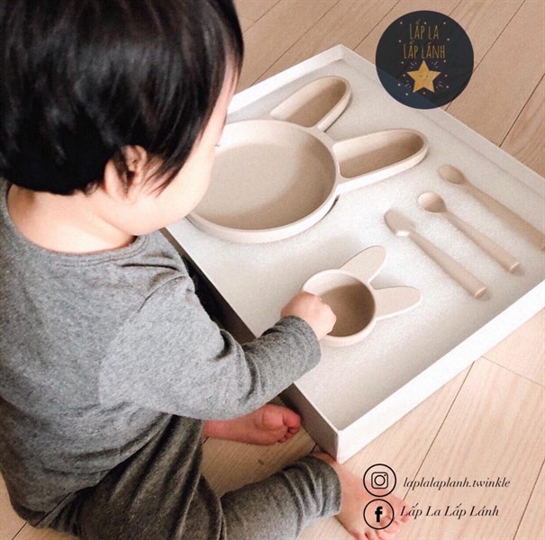 Rocou Set khay ăn thỏ Beige