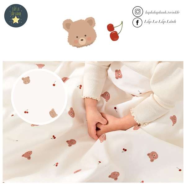 Bebenuvo Chăn gấu cherry 88x120cm