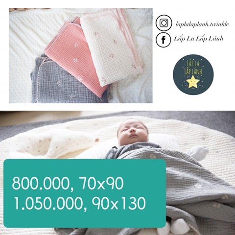 Naturestitch Chăn Vải Họa Tiết Cherry Trắng Nền Hồng Viền Xám 70x90cm