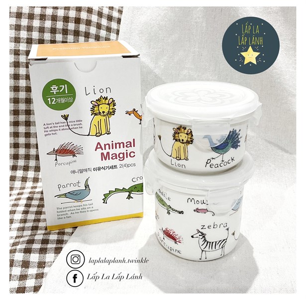 Zenhankook Set 2 lọ tròn Magic Animals 180ml và 310ml