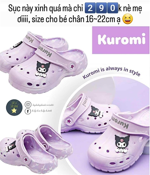 Shoelamode Sục nhựa Kuromi tím loang size 170