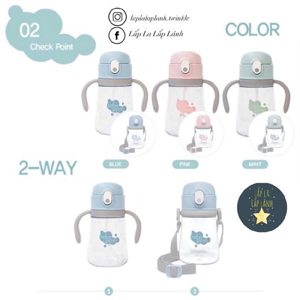 Bebe Riche Bình tập uống nhựa trong 360ml Mint