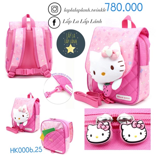 Winghouse Balo Hello Kitty cầm dâu hồng