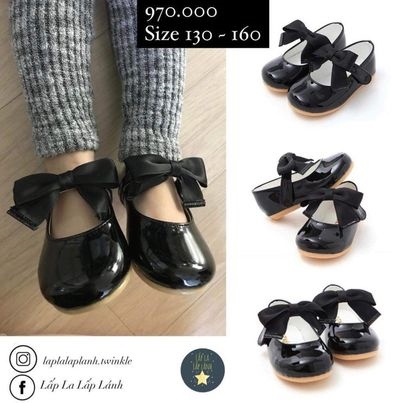 Ozkiz giày búp bê đen nơ to