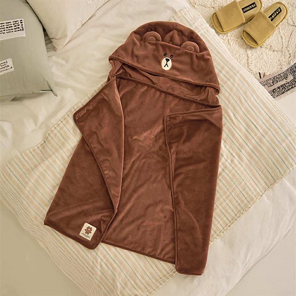 Linefriends Chăn lông có mũ Gấu nâu