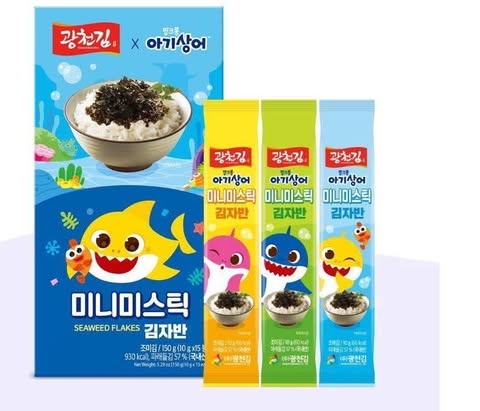Kwangcheonkim Rong biển rắc cơm Babyshark dạng stick set 15p