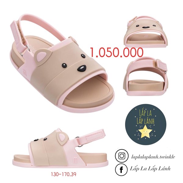 Minimelissa Sandals Gấu Nâu quai Hồng size 140