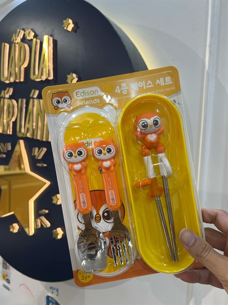 Edison Set muỗng nĩa đũa Cú kèm hộp