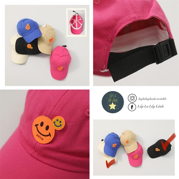 Rangubebe Nón lưỡi trai mặt cười Đen