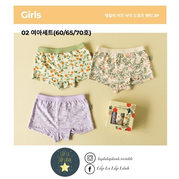 Dailylike Set quần chip Girls 2 size 70 7-8y